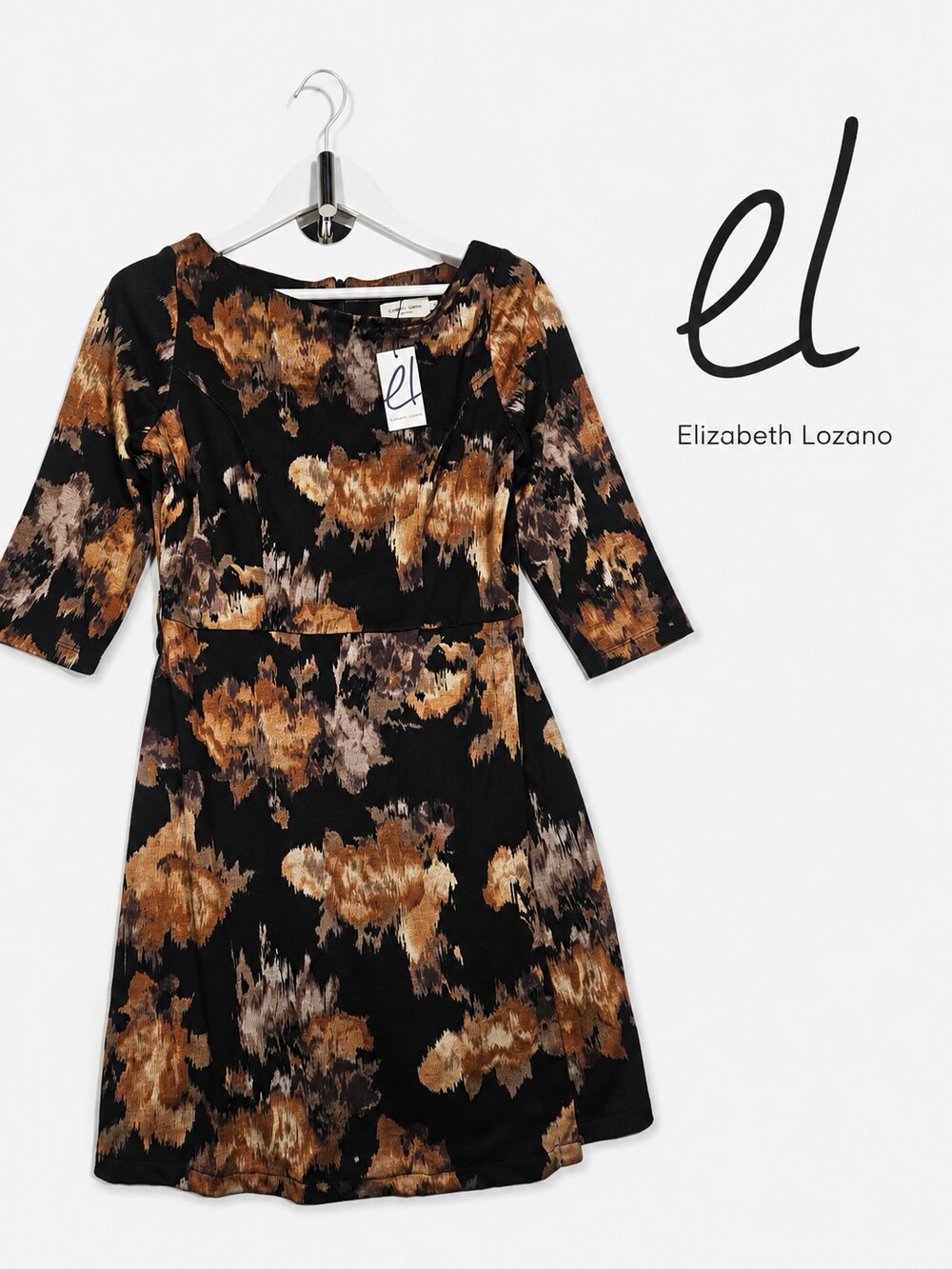 Elizabeth Lozano Floral Print Dress – Size L – NWT